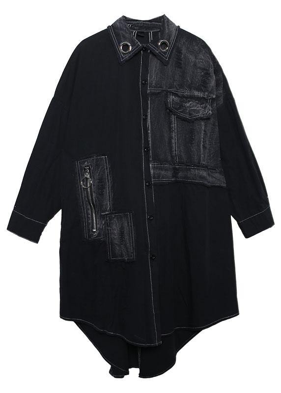 Unique asymmetric hem Fine outfit black Art women coats fall - SooLinen