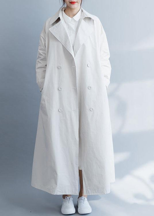 Unique beige Fine tunic pattern Inspiration Notched double breast fall women coats - SooLinen