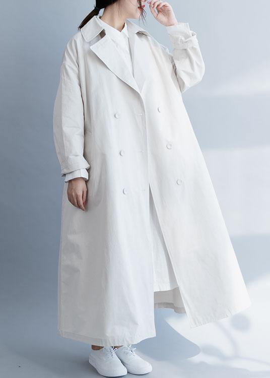 Unique beige Fine tunic pattern Inspiration Notched double breast fall women coats - SooLinen