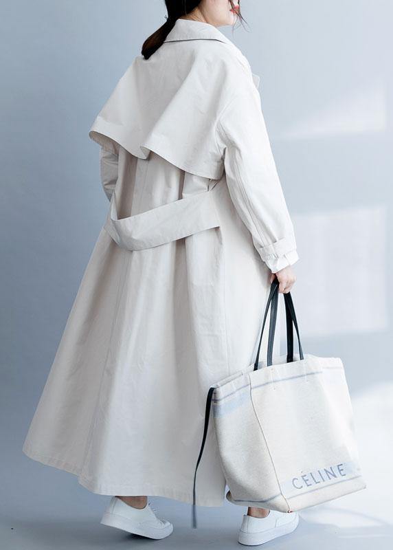 Unique beige Fine tunic pattern Inspiration Notched double breast fall women coats - SooLinen