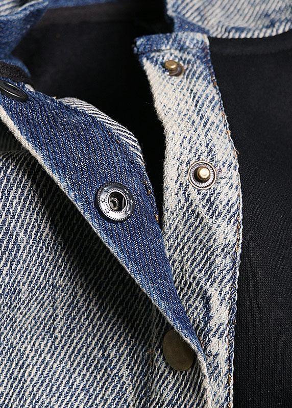 Unique black Cotton Tunics hooded pockets cotton Dress - SooLinen