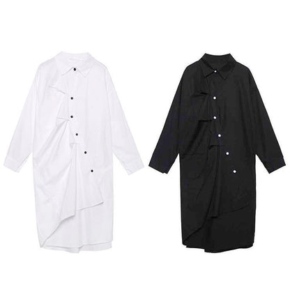 Unique black cotton Tunics asymmetric cotton robes spring Dress - SooLinen