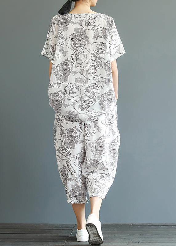 Unique cotton Fashion Vintage Casual Printed T-Shirt And Harem PantsVintage Casual Printed T-Shirt And Harem Pants - SooLinen