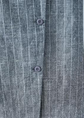 Unique gray striped linen dresses Single-breasted Maxi sleeveless Dress - SooLinen