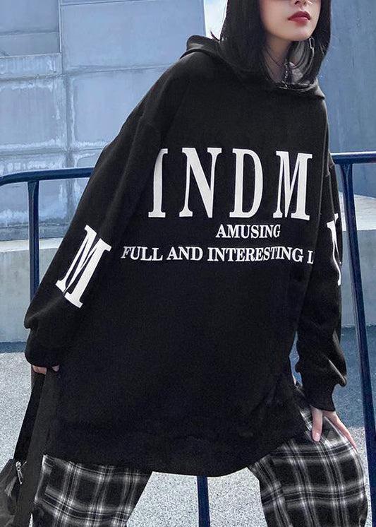 Unique hooded patchwork false two pieces tops Fashion Ideas black tops - SooLinen