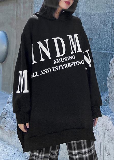 Unique hooded patchwork false two pieces tops Fashion Ideas black tops - SooLinen