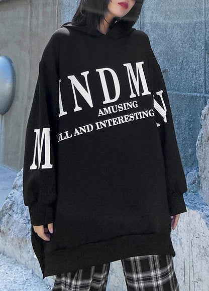 Unique hooded patchwork false two pieces tops Fashion Ideas black tops - SooLinen