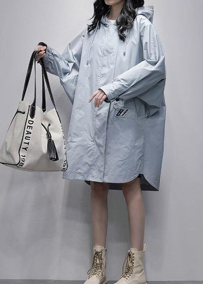 Unique navy  tunic pattern Shirts hooded zippered coats - SooLinen