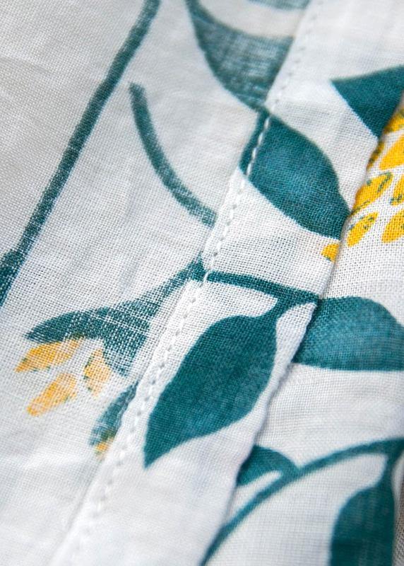 Unique o neck exra large hem linen dress pattern white print Dresses summer - SooLinen