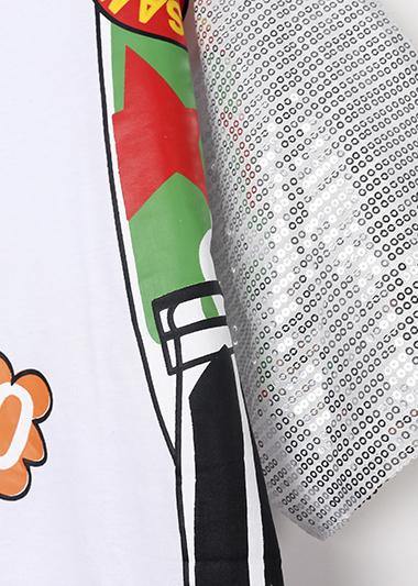 Unique prints cotton Blouse Sewing black o neck blouses summer - SooLinen