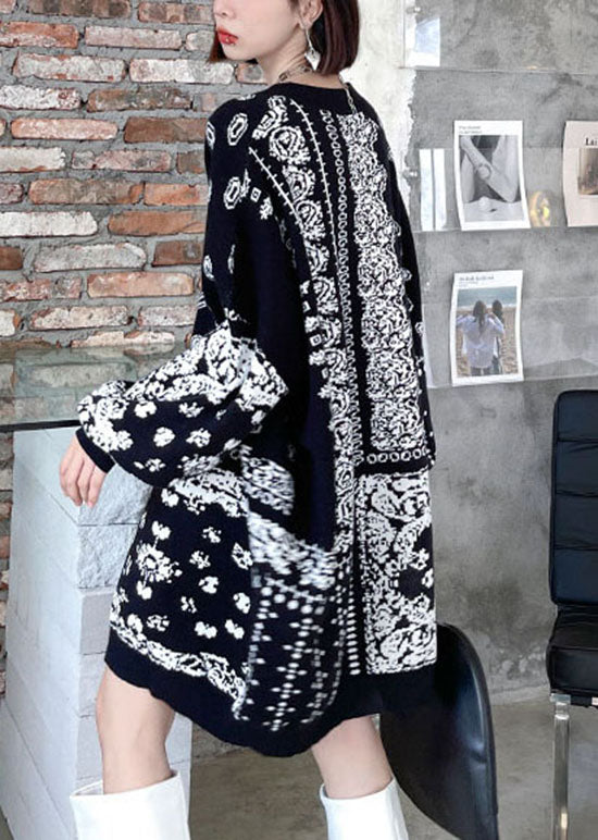 Einzigartige, kuschelige Jacquard-Strickpullover im Retro-Stil mit V-Ausschnitt für den Herbst