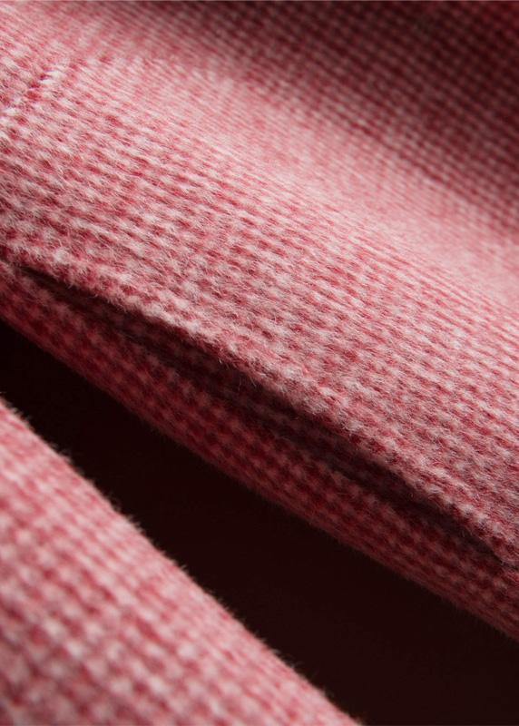 Unique rose plaid Fine tunics for women Neckline Notched pockets coat - SooLinen