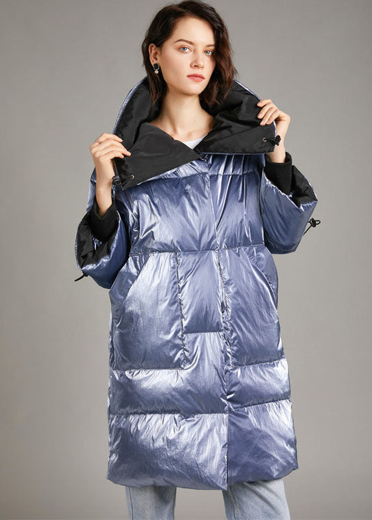 Einzigartiger Wintermantel mit Stehkragen und Taschen in Silbergrau mit schmaler Passform