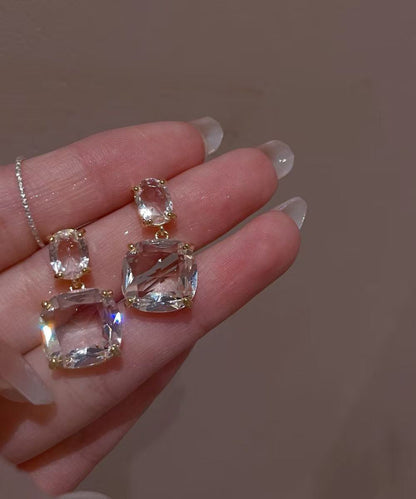 Einzigartige Ohrstecker aus transparenter Legierung mit quadratischen Kristallen