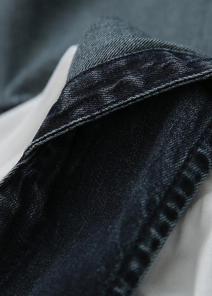 V-neck Denim Dress Double Pocket Loose LARGE T-Shirt 2021 Two Piece Set - SooLinen