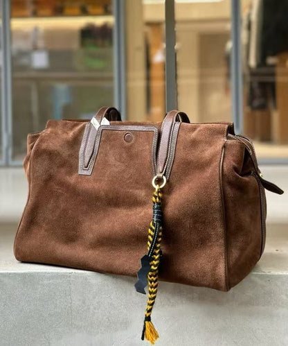 Versatile Brown Solid Durable Suede Shoulder Bags