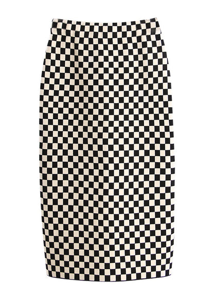 Vintage Schwarz Schokolade Plaid hohe taille a linie röcke Frühling