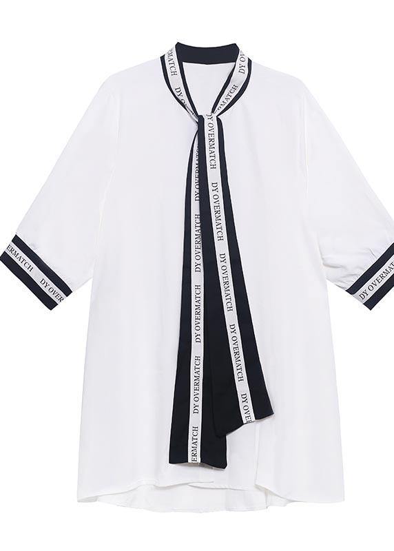 Vintage Black Patchwork Print Chiffon Button Blouse Tops - SooLinen