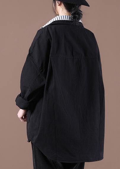 Vintage Black Pockets Coat Spring - SooLinen