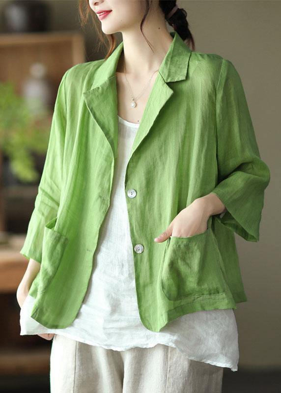 Vintage Blue Pockets Patchwork Coats Long Sleeve - SooLinen