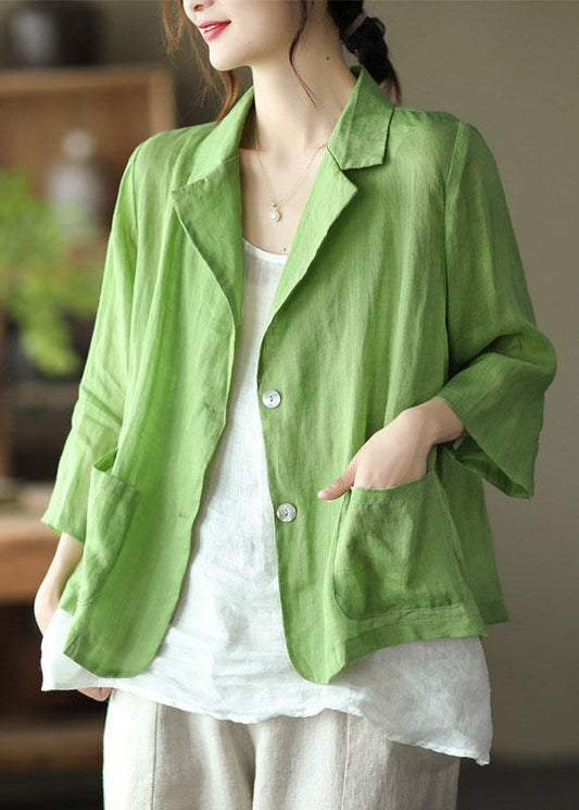 Vintage Blue Pockets Patchwork Coats Long Sleeve - SooLinen