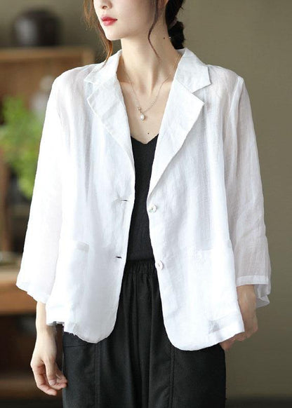 Vintage Blue Pockets Patchwork Coats Long Sleeve - SooLinen