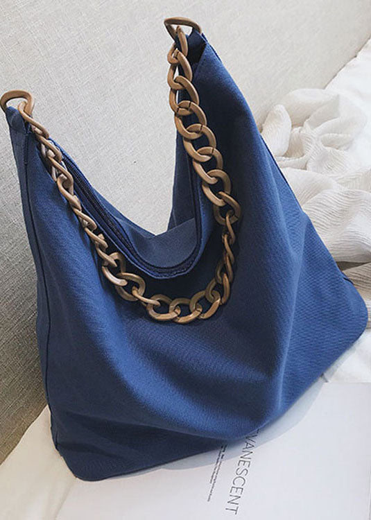 Vintage Blaue Canvas Tote Handtasche
