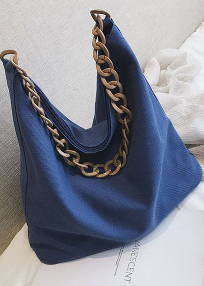 Vintage Blaue Canvas Tote Handtasche
