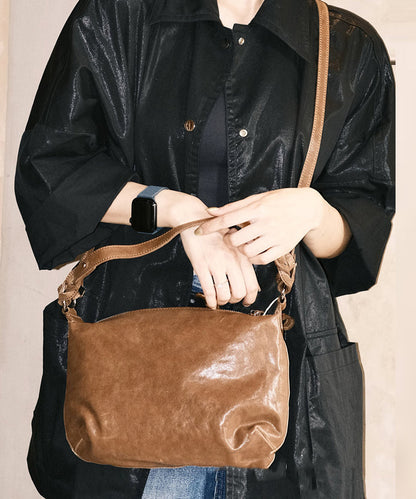 Vintage Brown Solid Durable Leather CrossBody Messenger Bag