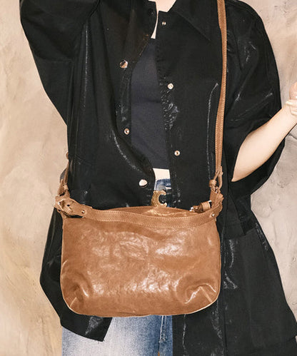 Vintage Brown Solid Durable Leather CrossBody Messenger Bag
