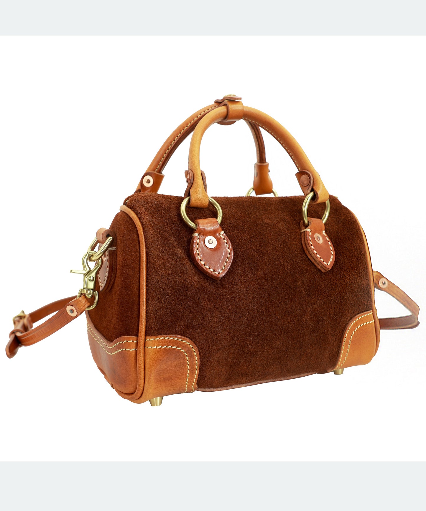 Vintage Brown Solid Durable Suede Tote Handbag