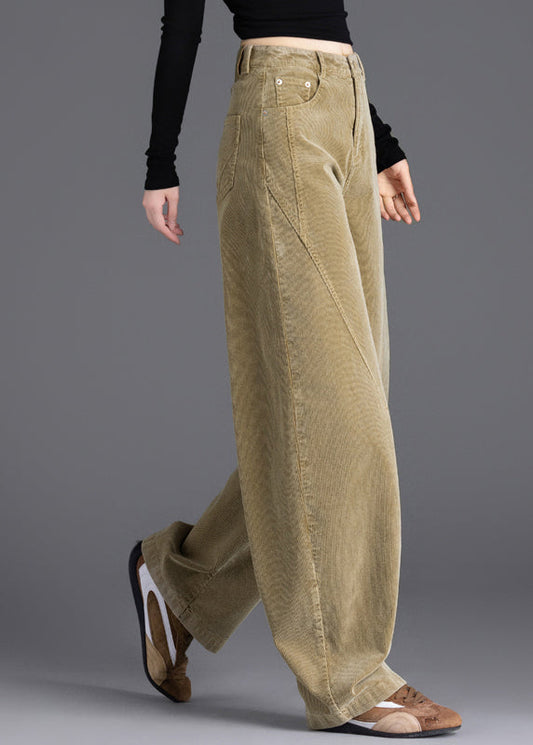 Vintage Camel Oversized Warm Fleece Corduroy Pants Spring