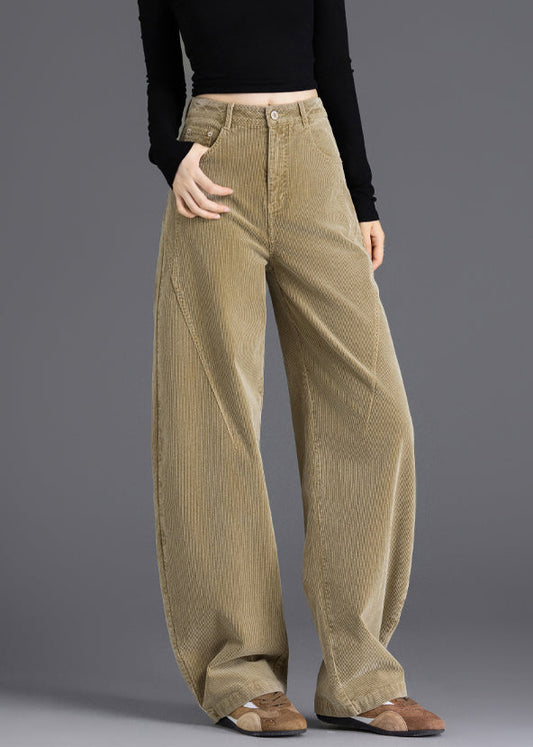 Vintage Camel Oversized Warm Fleece Corduroy Pants Spring