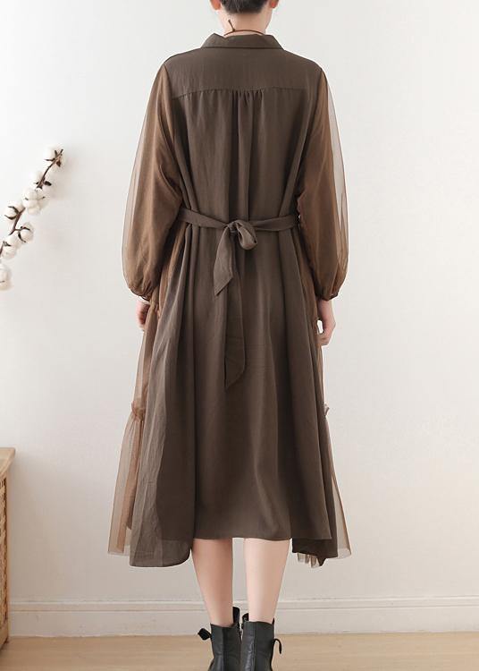 Vintage Chocolate Cotton Patchwork Tulle Summer Holiday Dress - SooLinen