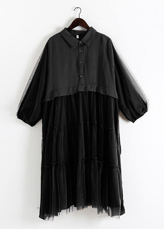 Vintage Chocolate Cotton Patchwork Tulle Summer Holiday Dress - SooLinen