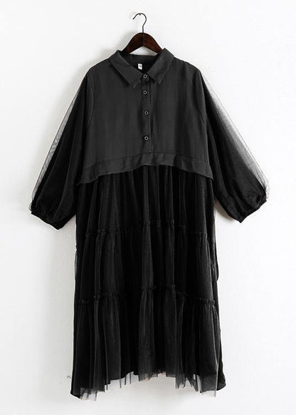 Vintage Chocolate Cotton Patchwork Tulle Summer Holiday Dress - SooLinen