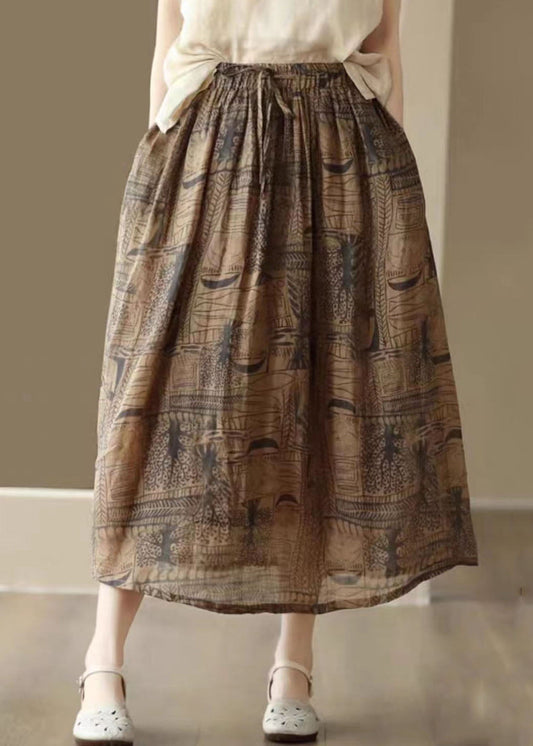 Faldas de lino con patchwork y estampado de café vintage para verano