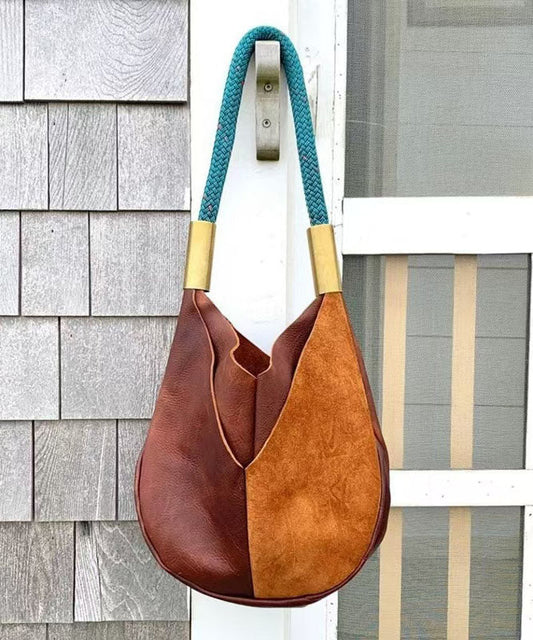 Bolsos de hombro de piel sintética con patchwork y bloques de color vintage