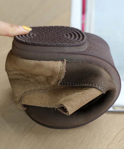 Vintage Cross Strap Flat Feet Schuhe Apricot Rindsleder