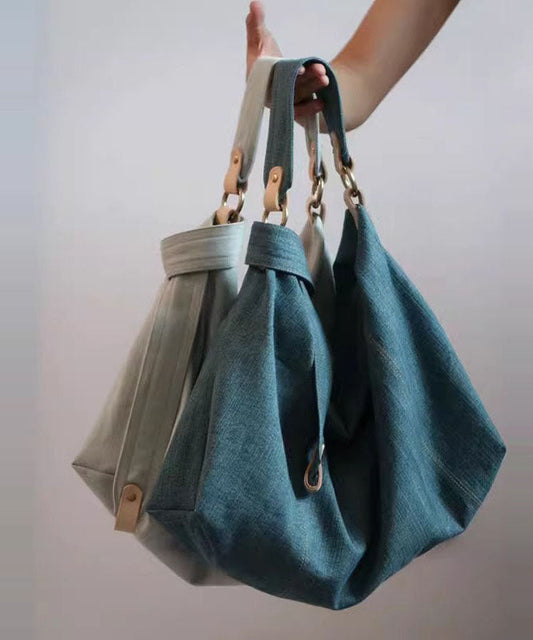 Vintage Denimblaue, robuste Umhängetasche aus Baumwolle