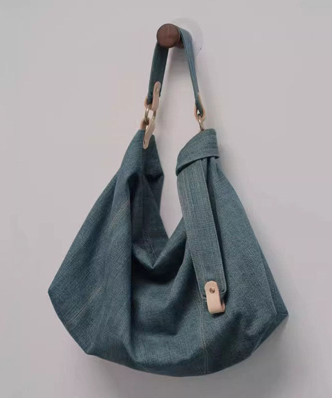Bolso bandolera vintage de algodón duradero de color azul vaquero sólido