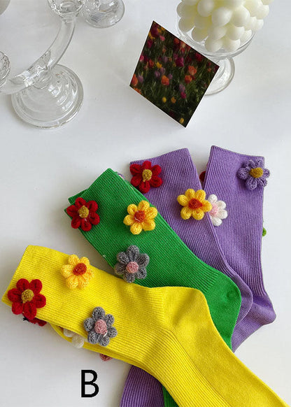 Crew-Socken aus Baumwolle mit Vintage-Blumenmuster und Jacquardmuster