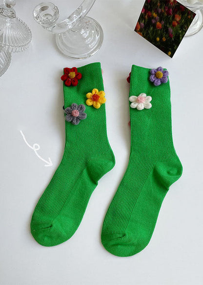 Crew-Socken aus Baumwolle mit Vintage-Blumenmuster und Jacquardmuster