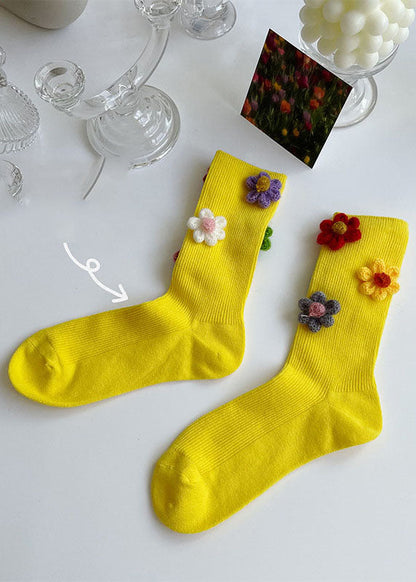 Crew-Socken aus Baumwolle mit Vintage-Blumenmuster und Jacquardmuster