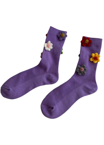 Crew-Socken aus Baumwolle mit Vintage-Blumenmuster und Jacquardmuster