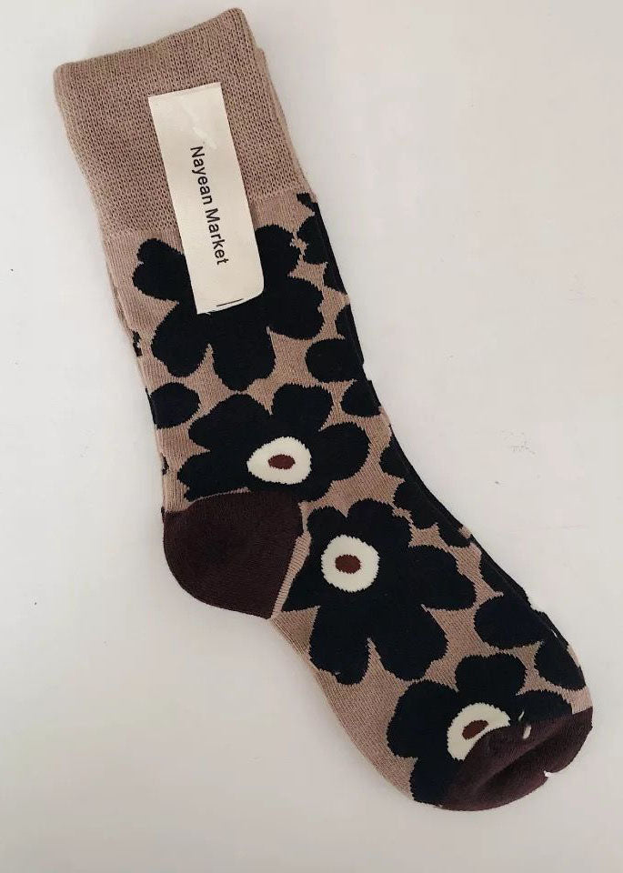 Dicke Crew-Socken aus Baumwolle mit Blumenmuster im Vintage-Stil