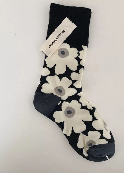 Dicke Crew-Socken aus Baumwolle mit Blumenmuster im Vintage-Stil