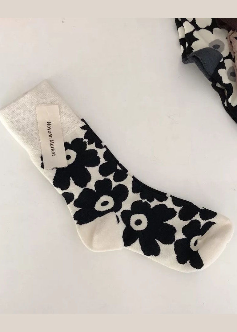 Dicke Crew-Socken aus Baumwolle mit Blumenmuster im Vintage-Stil