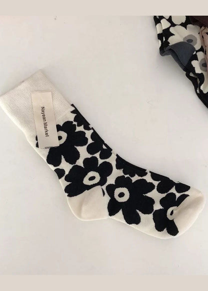 Dicke Crew-Socken aus Baumwolle mit Blumenmuster im Vintage-Stil
