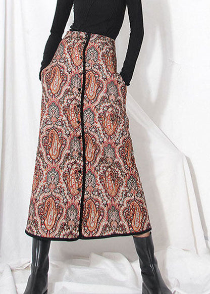 Vintage Französischer Druck Feine Baumwolle gefüllte Röcke Winter